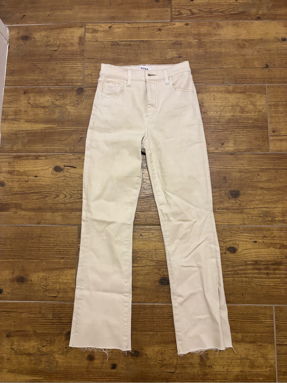 pistola High-Rise Straight Jeans — Ivory/Cream